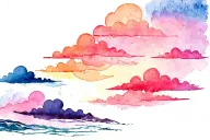 clouds, rain, earth and ocean themes tattoo design idea