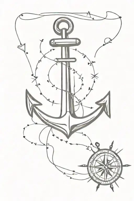 anchor compass heartbeat line tattoo tattoo design idea