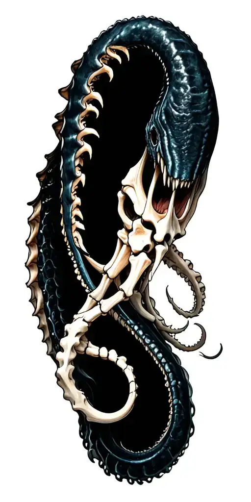 Kraken made of bones tattoo design idea