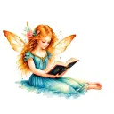 fairy reading a book open in front tattoo design idea