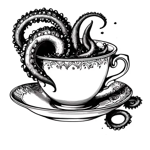 tentacle coming out of a teacup tattoo design idea