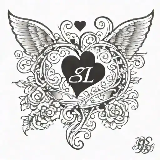 Initals S and L with two hearts tattoo design idea