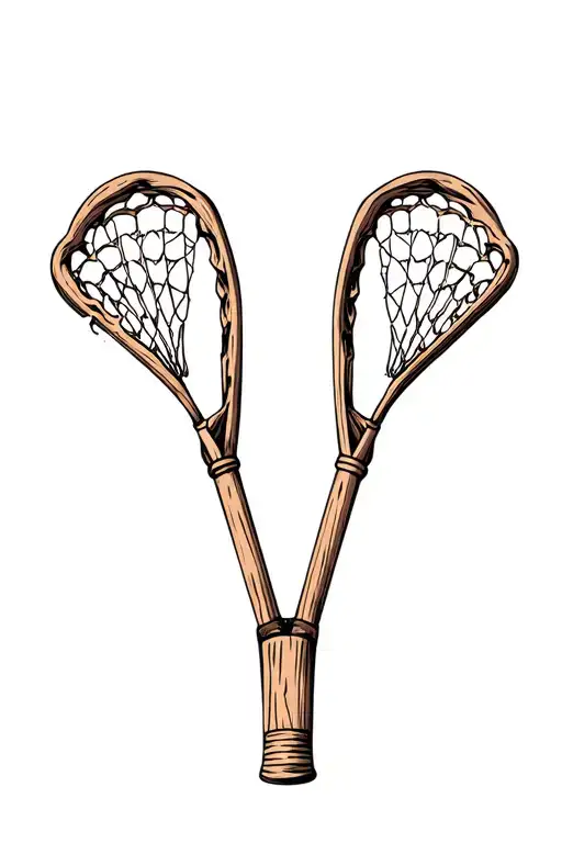vintage wooden lacrosse stick tattoo design idea