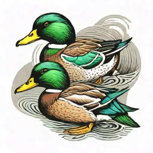 Greenhead Mallard ducks tattoo design idea