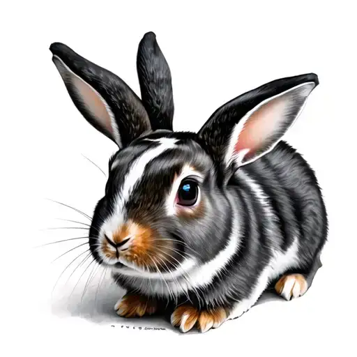 Dutch rabbit, black an white tattoo design idea
