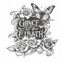 Product Of Grace Elizabeth] Spelled In Cursive tattoo design idea