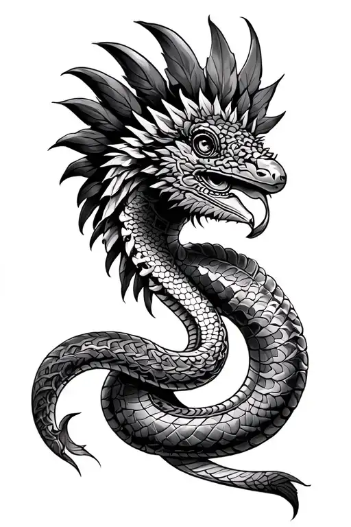 Aztec Quetzalcoatl snake tattoo design idea