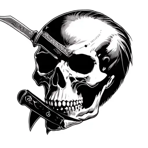 skull, avenged sevenfold, bowie knife tattoo design idea