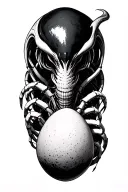 Xenomorph evolution with egg, facehugger and alien tattoo design idea