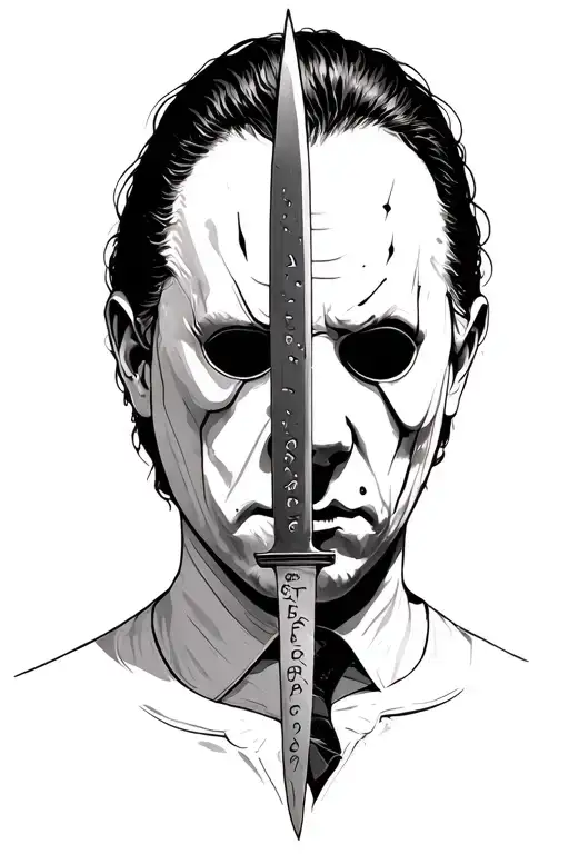 michael myers stabbing tattoo design idea