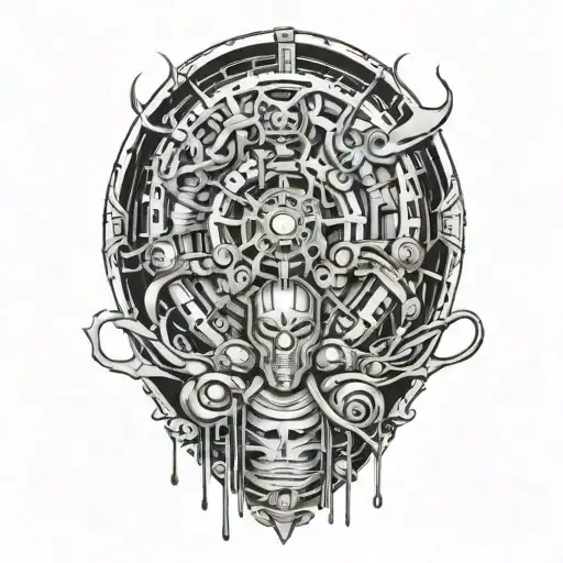 abstract horror movie scene tattoo design idea