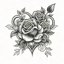 paw print heart roses tattoo design idea