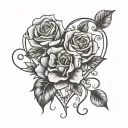 paw print heart roses tattoo design idea