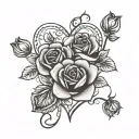 paw print heart roses tattoo design idea
