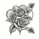 paw print heart roses tattoo design idea