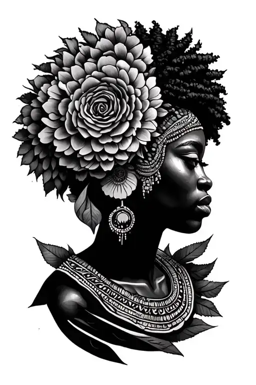 Afrocentric cultural heritage tattoo design idea