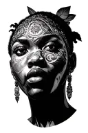 Afrocentric cultural heritage tattoo design idea