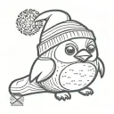 chibi penguin wearing a beanie tattoo design idea