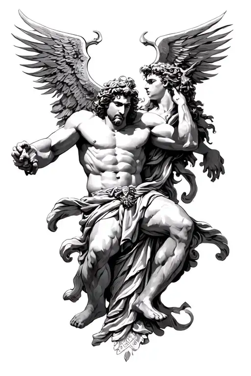 ades fighting hades Greek god Hermes tattoo design idea