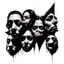 faces with haha around it tattoo design idea