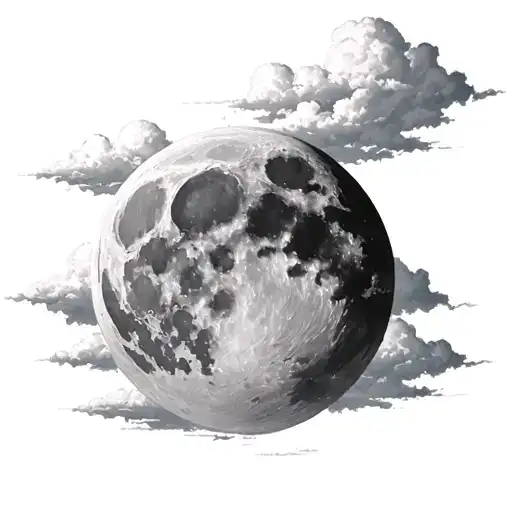 full moon w cloud filled sky tattoo design idea