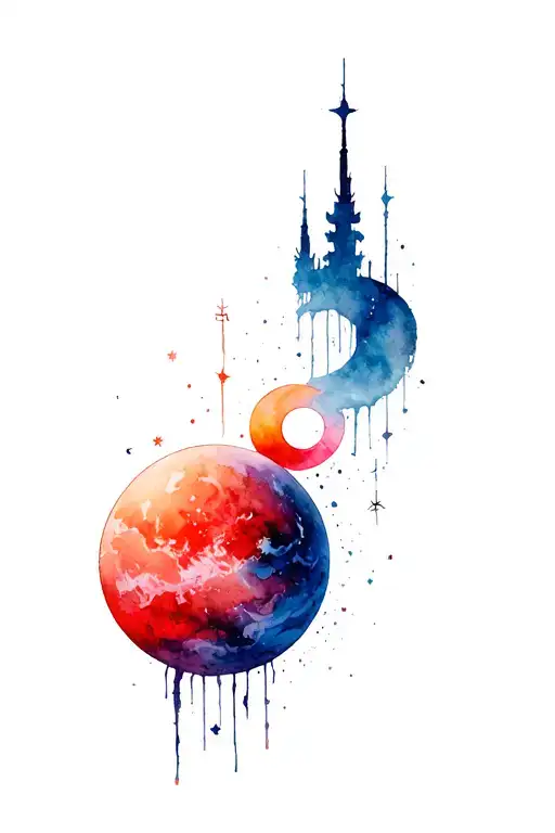 A tattoo of colors which refers to the Aries astrological sign, the Red Planet Mars and the God of War A tattoo design idea