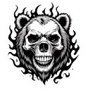 skull, bear, flames tattoo design idea