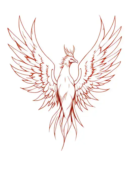 Phoenix rising Phoenix wings spread bright feminine  tattoo design idea