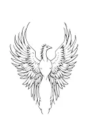 Phoenix rising Phoenix wings spread bright feminine  tattoo design idea
