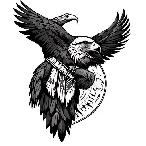 bear and eagle perched Native American traditional tattoo tattoo design idea