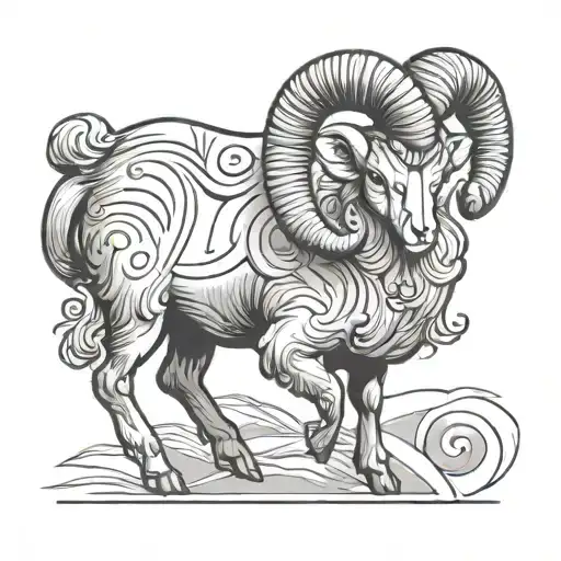 Aries ram. feminine. simple shading. tattoo design idea