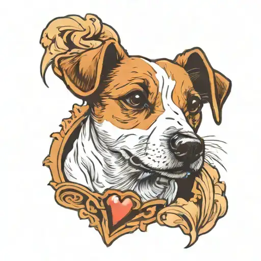 dog paw with jack russell inside tattoo design idea