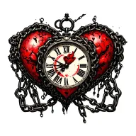 "Mélanie" Clock Heart Chains tattoo design idea