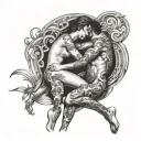 doggystyle sex, woman, man, naked, fucking tattoo design idea