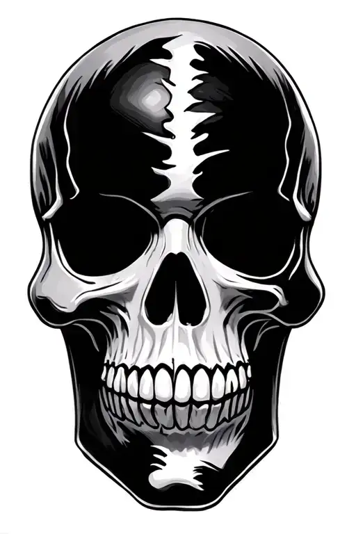 two faced toxic mask skull tattoo design idea