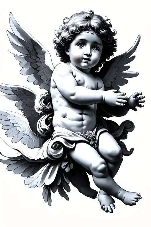 cherubs flying tattoo design idea