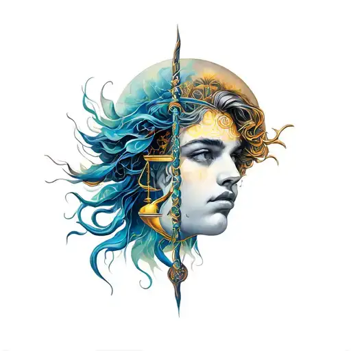 Libra And Sagittarius Combined tattoo design idea