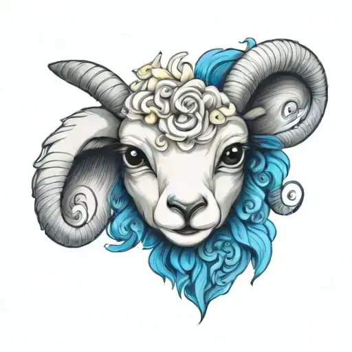 cute lamb face tattoo design idea