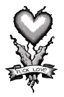 fuck love heart break pain hurt tattoo design idea