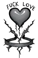 fuck love heart break pain hurt tattoo design idea