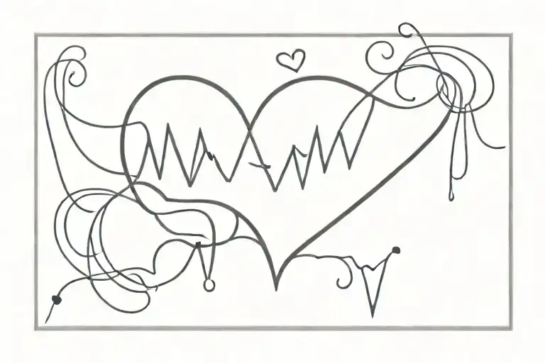 heart and flatline tattoo design idea