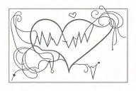 heart and flatline tattoo design idea