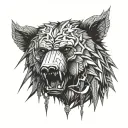 head bear anrgy spikes chain tattoo design idea