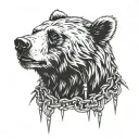 head bear anrgy spikes chain tattoo design idea
