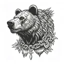 head bear anrgy spikes chain tattoo design idea