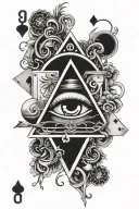 3rd eye with playing cards surrounded tattoo design idea