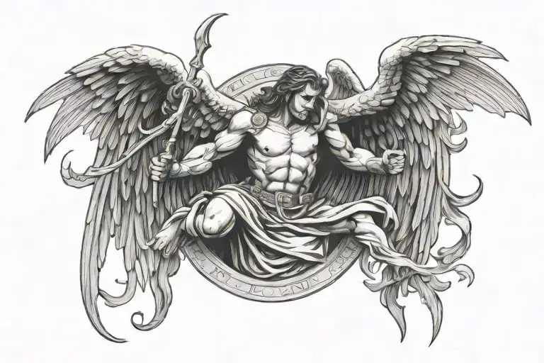 arch angel michael killing satan tattoo design idea