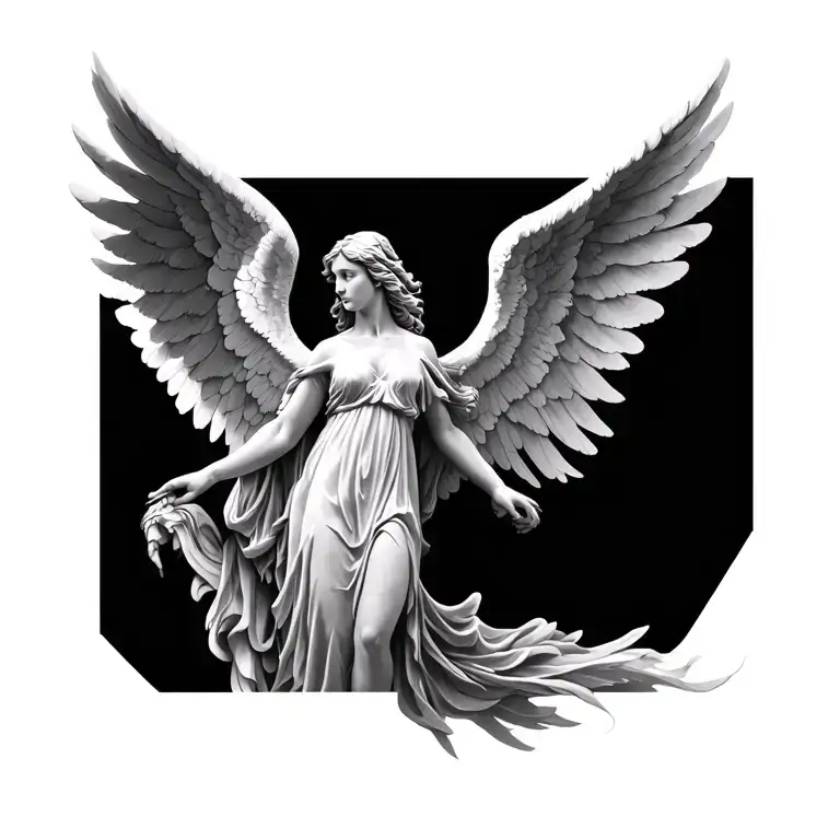 Seraphim realistic angel tattoo design idea