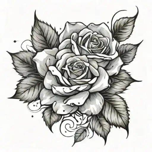 watercolor rose tattoo design idea