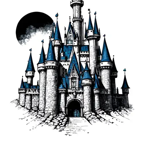 disney castle tattoo design idea